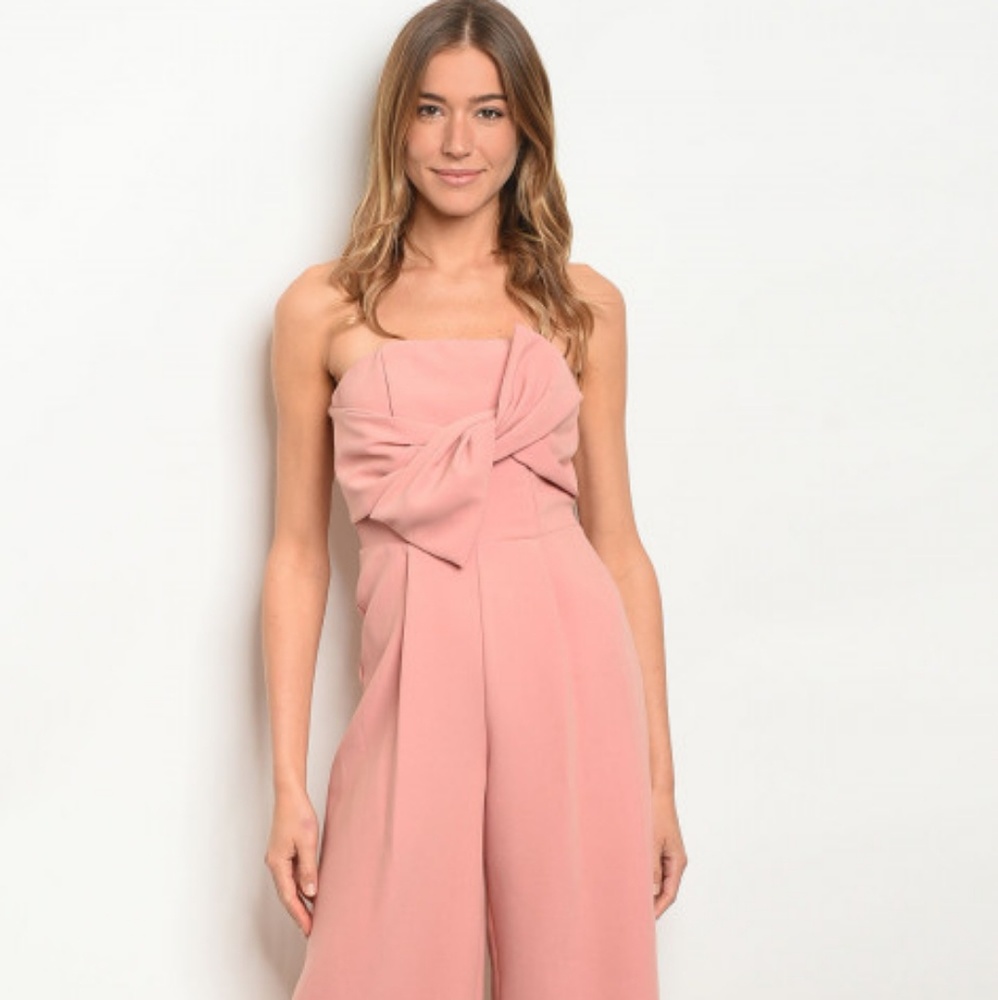 LAST ONE! Strapless Bow detail Jumpsuit - Picture 2 of 7